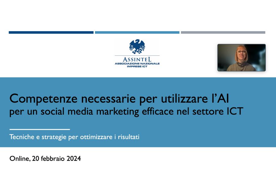 Il webinar si rivolge all’ambito formativo e fornisce strumenti per conoscere le potenzialità dell'AI applicata soprattutto al marketing