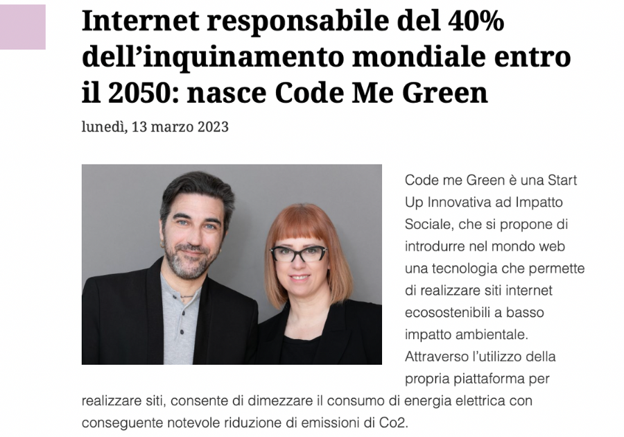 Oggi il TgCom24 parla di noi, del nostro progetto e della nostra missione di ecosostenibilità per il mondo web