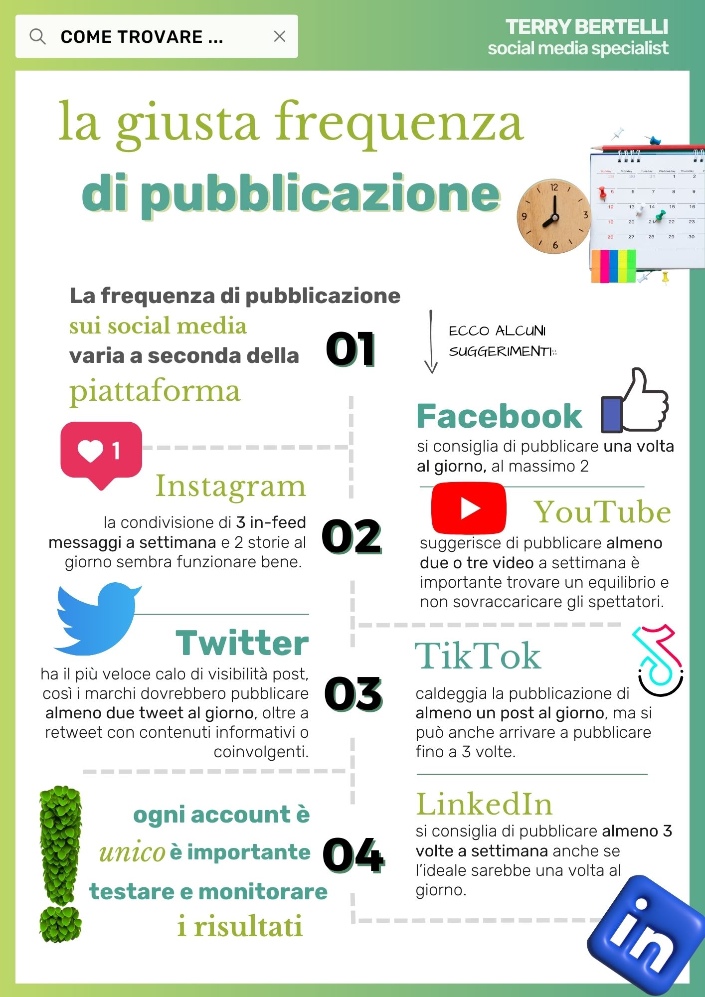 La frequenza ideale di pubblicazione sui social media varia a seconda della piattaforma utilizzata. 
