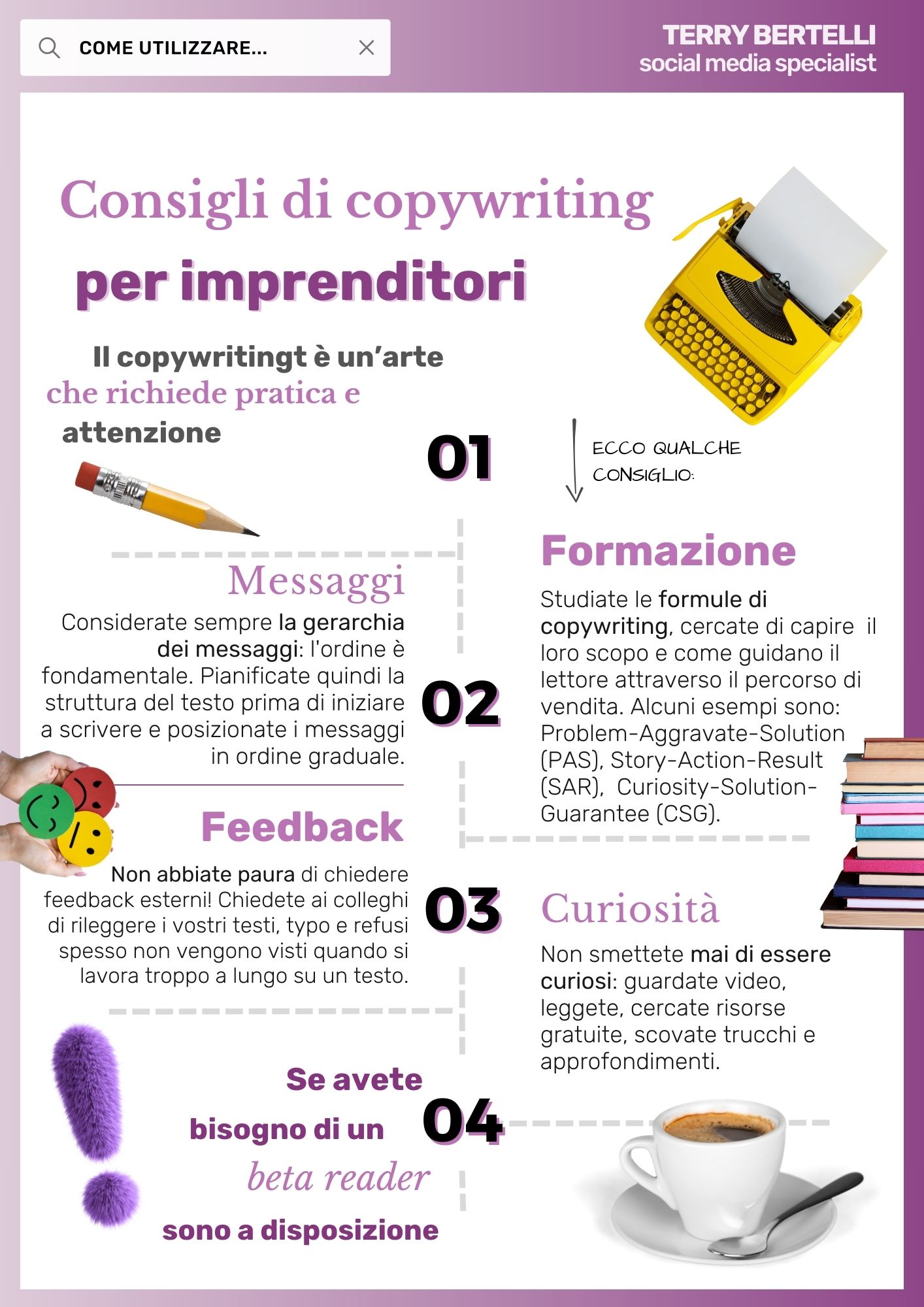 Ve lo potranno dire altri professionisti meglio di me: il copywriting è un'arte che richiede pratica e attenzione, non ci si può improvvisare.