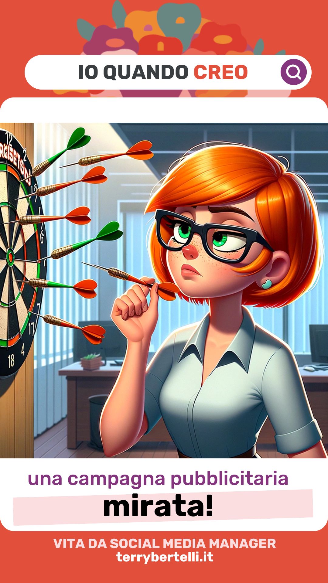 -terry-bertelli-vita-da-social-media-manager-meme-pibblicita-mirata Essere un social media manager significa diventare un vero e proprio cacciatore di opportunità. È come lanciare frecce in un campo di interessi, sperando di colpire nel segno. Ogni freccia rappresenta una possibilità per coinvolgere il pubblico con il mes