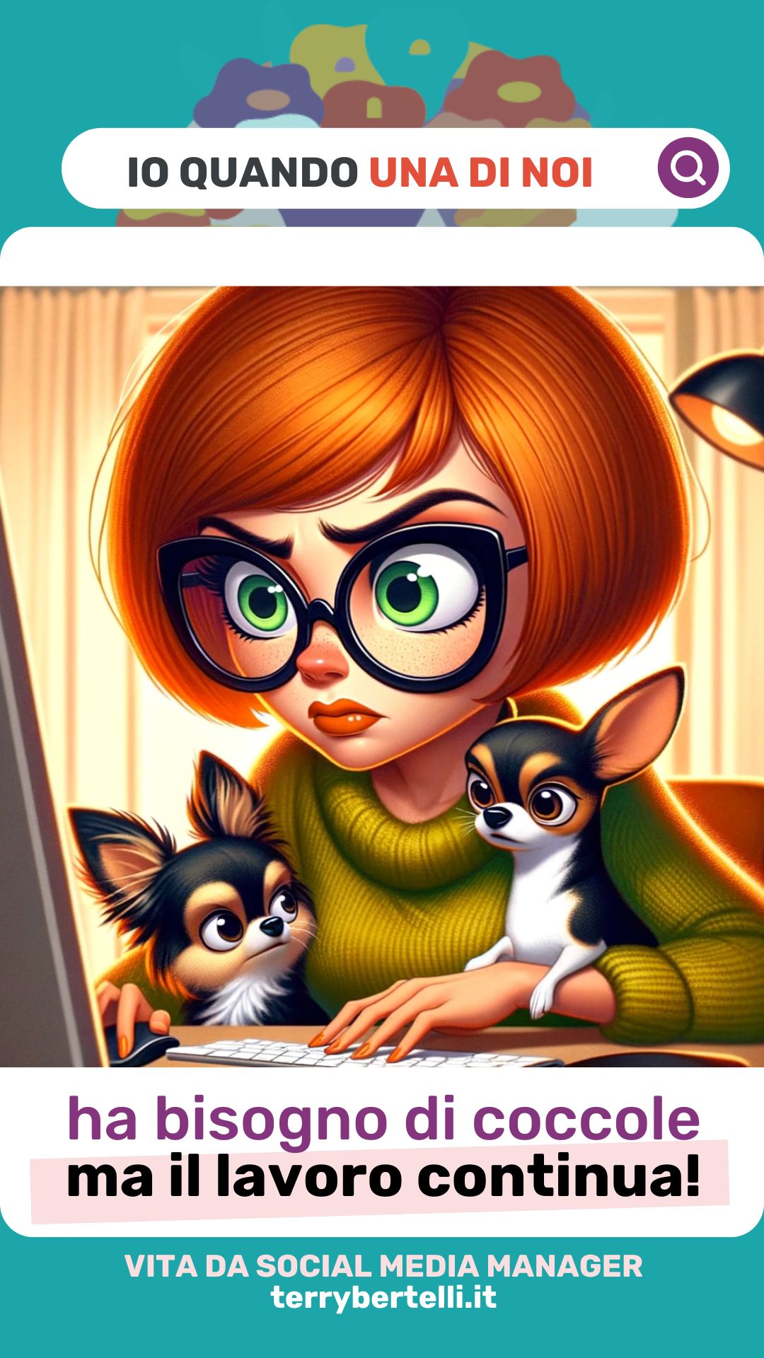 Essere un Social Media Manager significa essere sempre connessi al lavoro, ma a volte l'amore per i nostri animali domestici può richiedere una pausa coccole.  pausa coccole